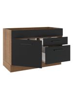 Balcão de Pia Madesa Agata 1 Porta 2 Gavetas Rustico Preto