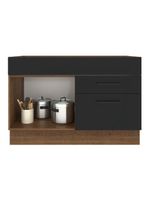 Balcão de Pia Madesa Agata 1 Porta 2 Gavetas Rustico Preto