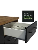 Balcão de Pia Madesa Agata 1 Porta 2 Gavetas Rustico Preto