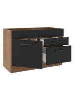 Balcão de Pia Madesa Agata 1 Porta 2 Gavetas Rustico Preto