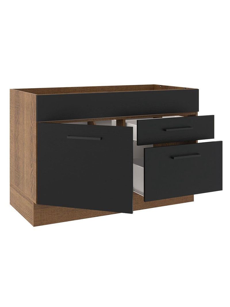 Balcão de Pia Madesa Agata 1 Porta 2 Gavetas Rustico Preto
