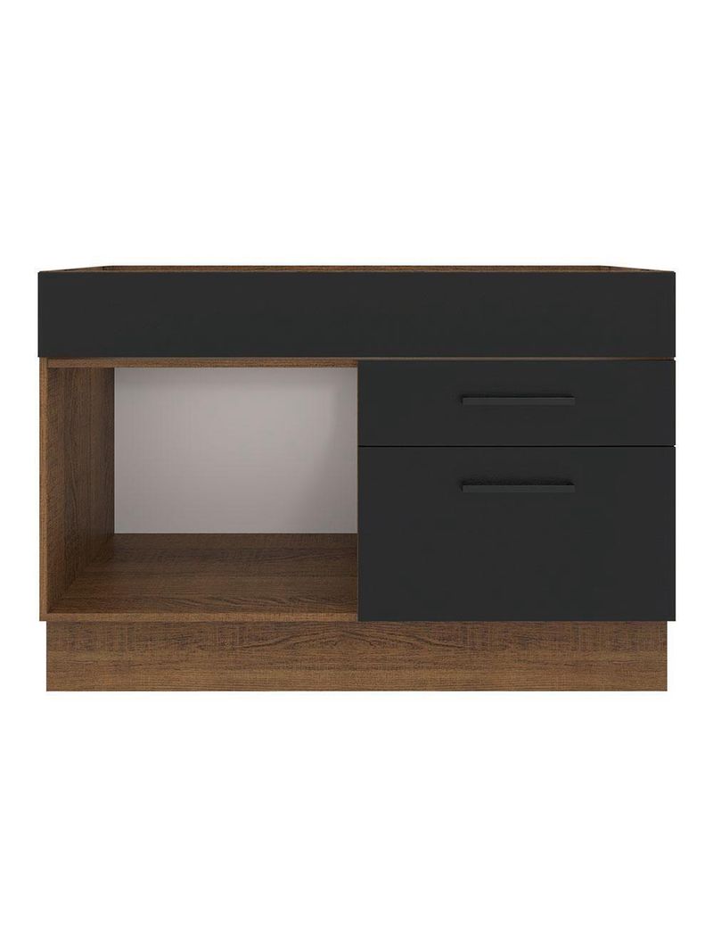 Balcão de Pia Madesa Agata 1 Porta 2 Gavetas Rustico Preto
