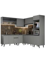 Armário De Cozinha Completa 445cm Cinza Nice 01 Cinza
