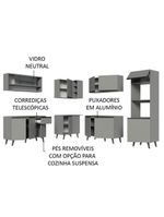 Armário De Cozinha Completa 445cm Cinza Nice 01 Cinza