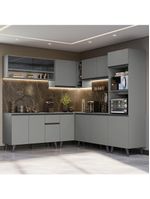 Armário De Cozinha Completa 445cm Cinza Nice 01 Cinza