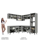 Armário De Cozinha Completa 445cm Cinza Nice 01 Cinza