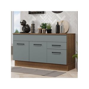Balcão Gabinete De Pia Madesa Agata 150 Cm 2 Gavetas 2 Portas (com Tampo) - Rustic/cinza Rustic/cinza