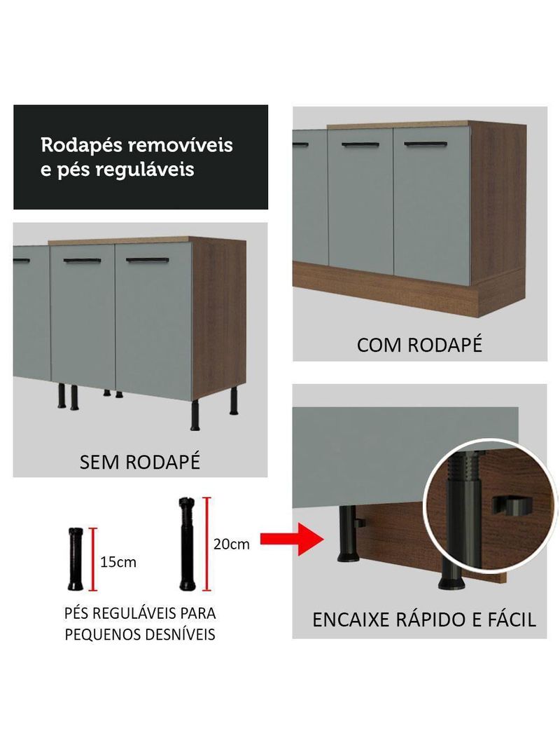 Balcão Gabinete De Pia Madesa Agata 150Cm 2 Gavetas 2 Portas