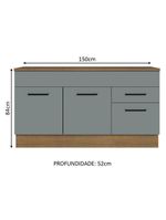 Balcão Gabinete De Pia Madesa Agata 150Cm 2 Gavetas 2 Portas