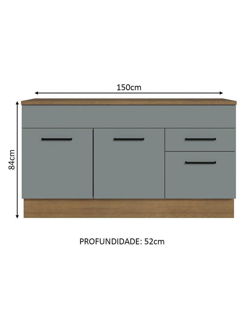 Balcão Gabinete De Pia Madesa Agata 150Cm 2 Gavetas 2 Portas