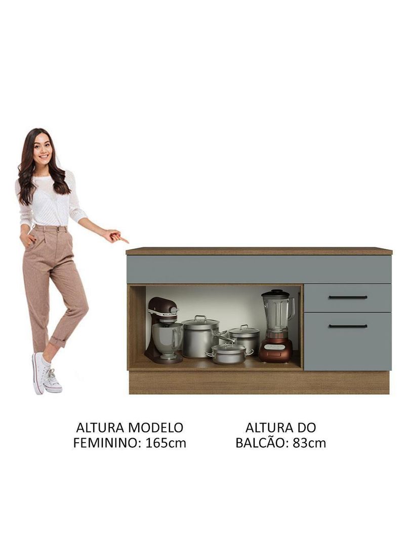 Balcão Gabinete De Pia Madesa Agata 150Cm 2 Gavetas 2 Portas