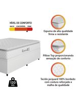 Cama Box Casal Colchão Espuma D33 Pillow Top New Millenium 138x188x57cm Branco Hellen – Suporta Até 120 Kg Por Pessoa