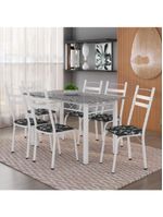 Conj De Mesa Com 6 Cadeiras 1,40m Granito/Branco Branco