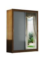Guarda-roupa Solteiro 2 Portas Com Espelho Rustic/Cinza