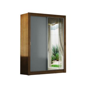 Guarda-roupa Solteiro 2 Portas Com Espelho Rustic/Cinza