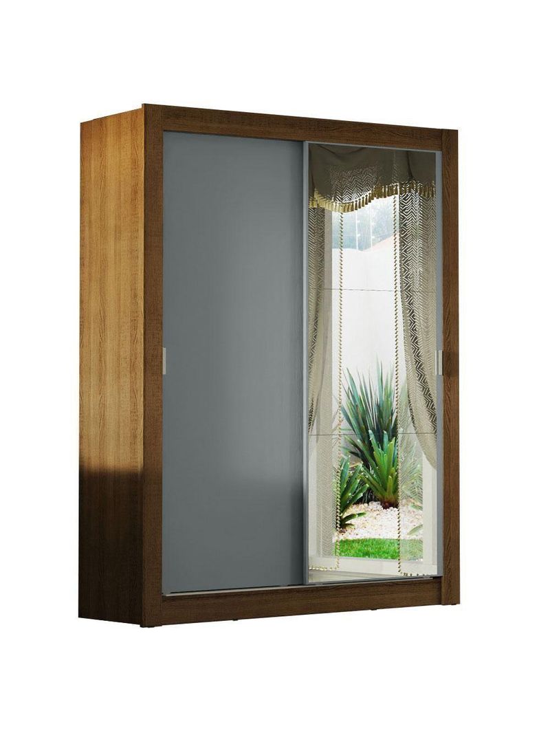 Guarda-roupa Solteiro 2 Portas Com Espelho Rustic/Cinza
