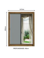 Guarda-roupa Solteiro 2 Portas Com Espelho Rustic/Cinza