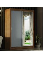 Guarda-roupa Solteiro 2 Portas Com Espelho Rustic/Cinza