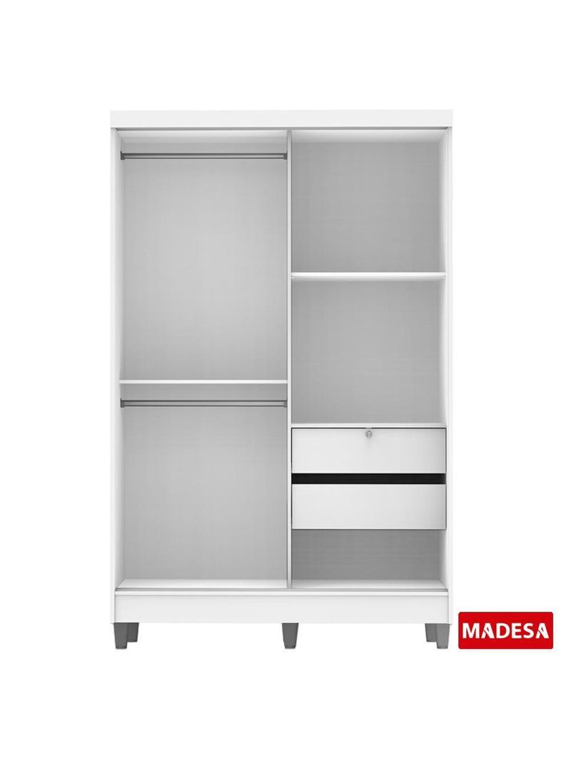 Guarda-Roupas Luke Branco 2 Portas Espelho Com Pés Madesa