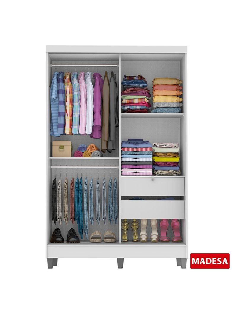 Guarda-Roupas Luke Branco 2 Portas Espelho Com Pés Madesa