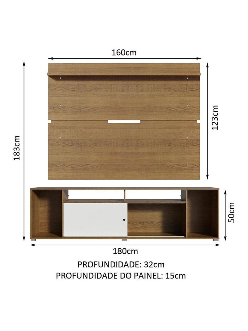 Rack Cancun e Painel para TV até 65" Madesa