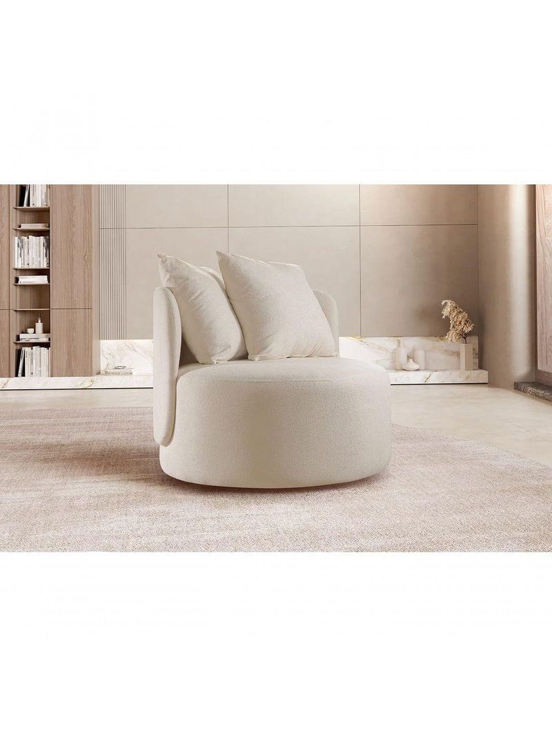 Poltrona Redonda Orgânica Moon bouclé Nude 400