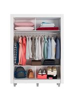 Guarda-Roupa Solteiro Madesa Denver 2 Portas de Correr com Espelho e Pés – Branco