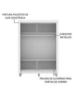 Guarda-Roupa Solteiro Madesa Denver 2 Portas de Correr com Espelho e Pés – Branco