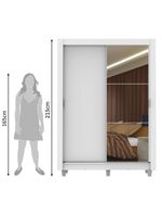 Guarda-Roupa Solteiro Madesa Denver 2 Portas de Correr com Espelho e Pés – Branco