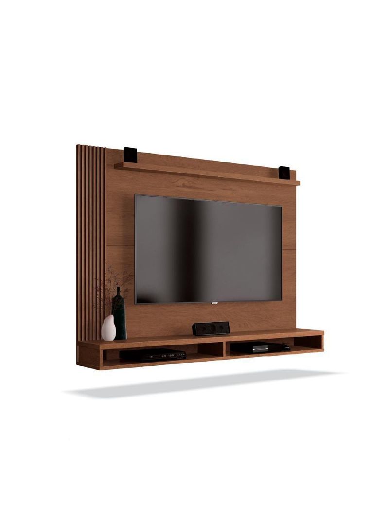 Painel Para Tv Até 50 Polegadas Dijon Ripado C/ Prateleira Naturale