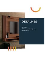 Painel Para Tv Até 50 Polegadas Dijon Ripado C/ Prateleira Naturale