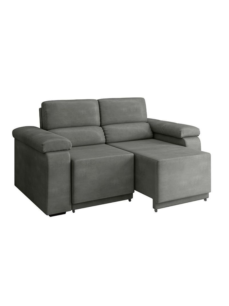 Sofá Retrátil Desmontável Suede 2 Lugares Fox Cinza Cinza