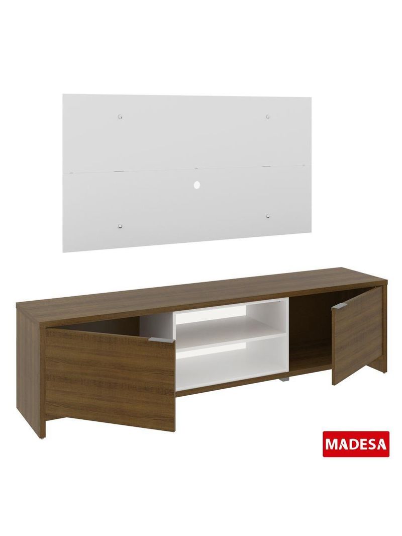 Rack Rustic e Painel para TV Metz Branco – Madesa
