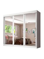 Guarda-Roupa Casal Napoli 3 Portas de Espelho Branco Madesa