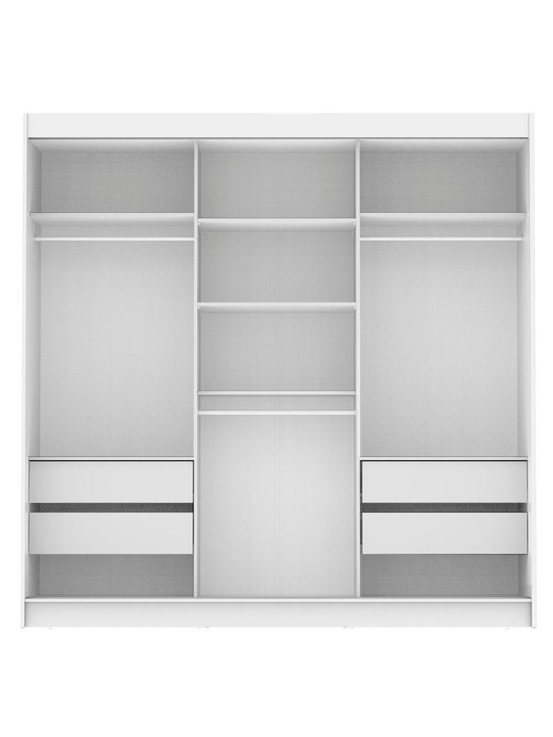 Guarda-Roupa Casal Napoli 3 Portas de Espelho Branco Madesa