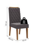 Conjunto De Mesa Sala De Jantar Ripada Tampo Com Vidro Mond 1,60m 6 Cadeiras Bele Veludo Off White / Cinza