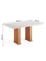 Conjunto De Mesa Sala De Jantar Ripada Tampo Com Vidro Mond 1,60m 6 Cadeiras Bele Veludo Off White / Cinza
