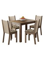 Kit Cíntia Bege Mesa Tampo de Madeira 4 Cadeiras Madesa