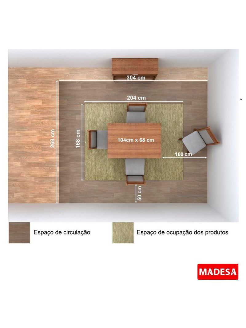 Kit Cíntia Bege Mesa Tampo de Madeira 4 Cadeiras Madesa