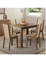 Kit Cíntia Bege Mesa Tampo de Madeira 4 Cadeiras Madesa