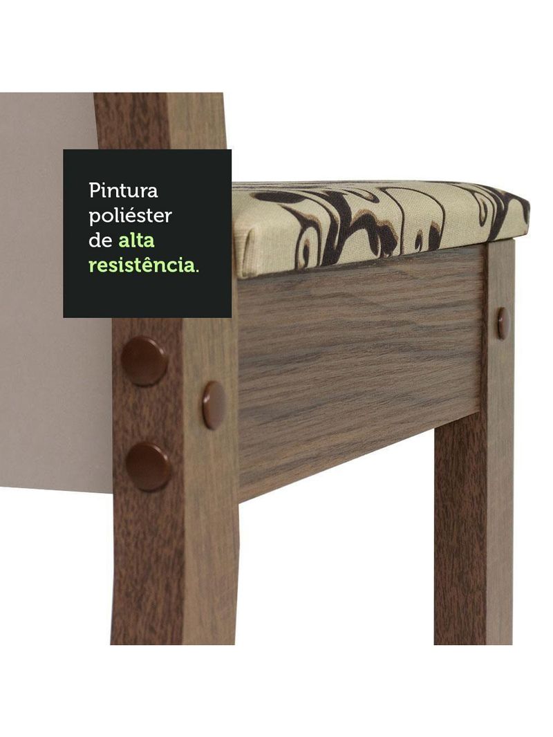 Kit Cíntia Bege Mesa Tampo de Madeira 4 Cadeiras Madesa