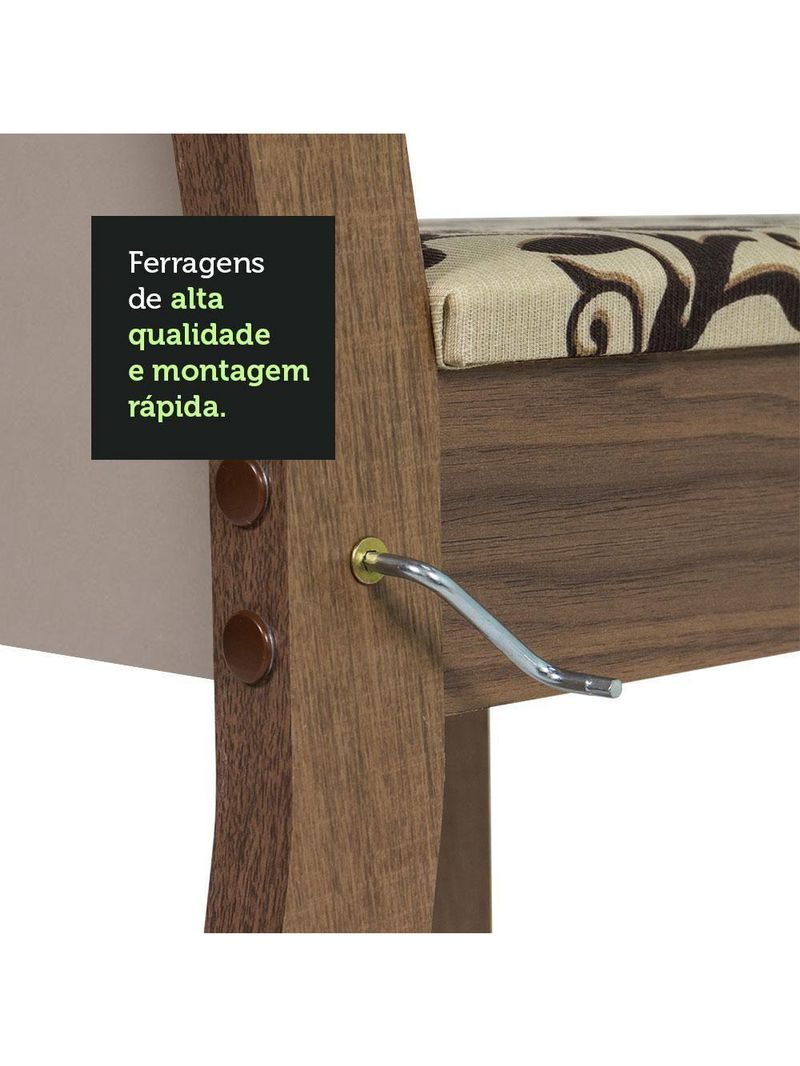 Kit Cíntia Bege Mesa Tampo de Madeira 4 Cadeiras Madesa