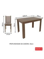 Kit Cíntia Bege Mesa Tampo de Madeira 4 Cadeiras Madesa