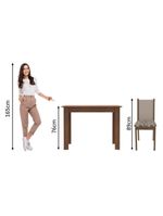 Kit Cíntia Bege Mesa Tampo de Madeira 4 Cadeiras Madesa