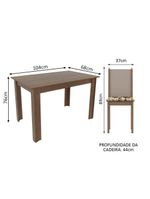 Kit Cíntia Bege Mesa Tampo de Madeira 4 Cadeiras Madesa