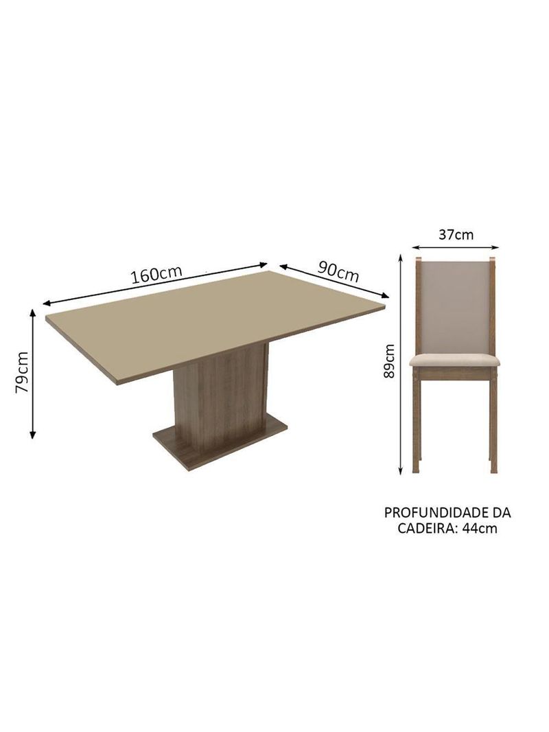 Conjunto Sala de Jantar Ohana Mesa Tampo de Madeira com 6 Cadeiras – Madesa