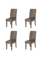 Conjunto Com 4 Cadeiras Estofada Sala De Jantar Grécia Cedro / Mascavo Dobuê Cedro