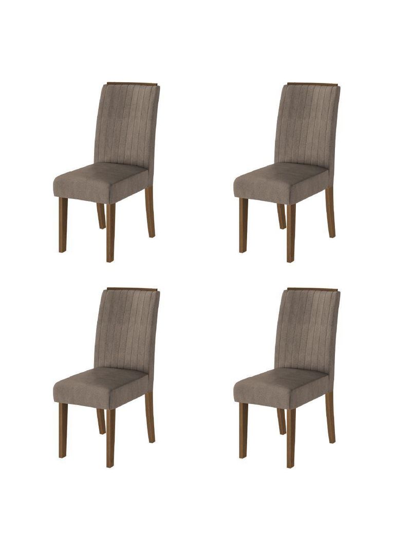 Conjunto Com 4 Cadeiras Estofada Sala De Jantar Grécia Cedro / Mascavo Dobuê Cedro
