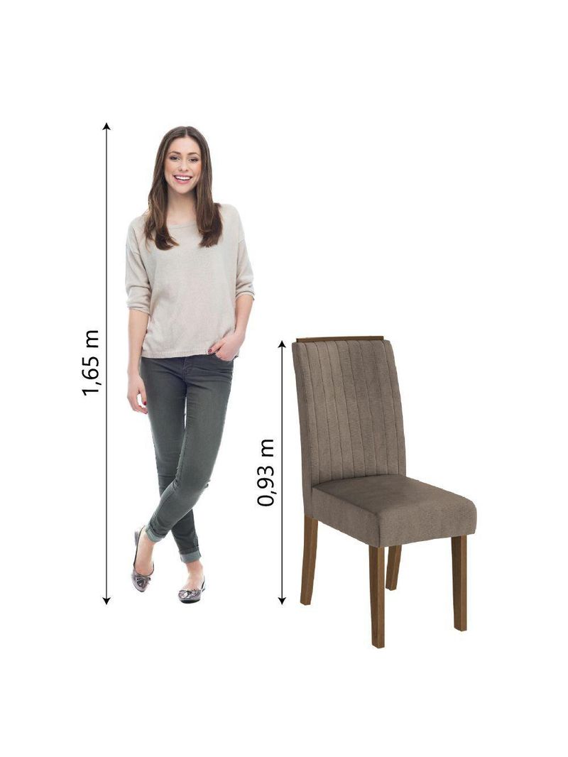 Conjunto Com 4 Cadeiras Estofada Sala De Jantar Grécia Cedro / Mascavo Dobuê Cedro