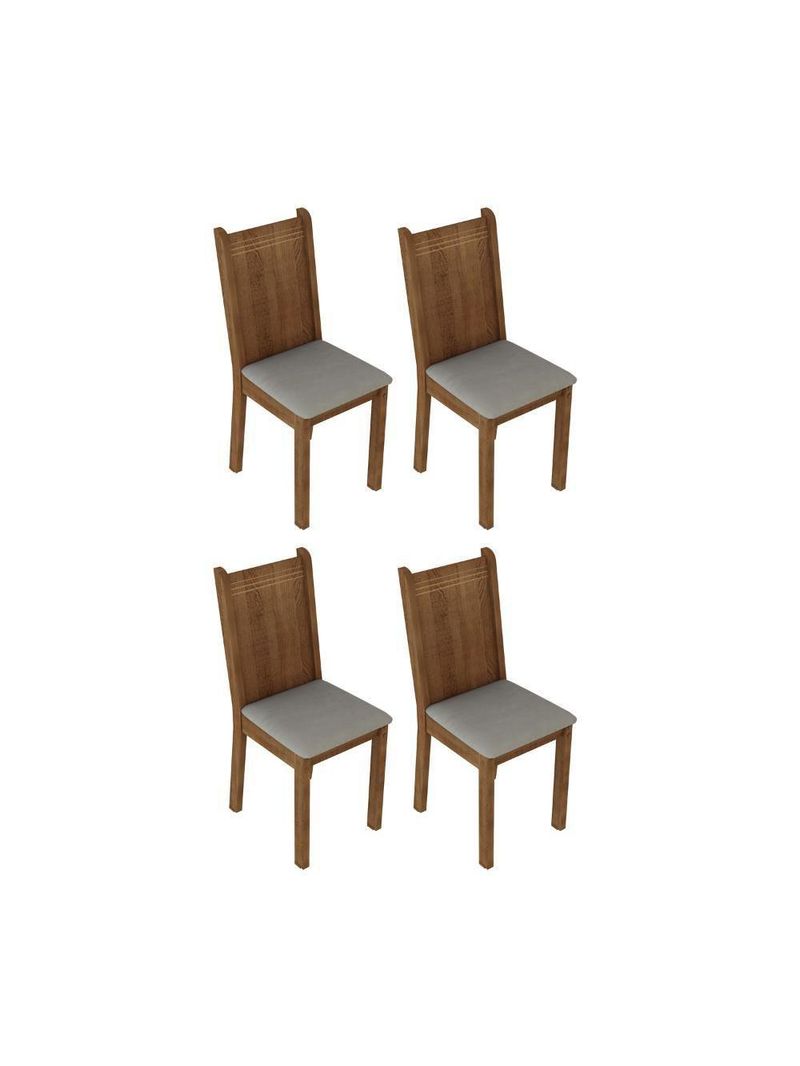 Kit com 4 Cadeiras Rustic/Pérola – Madesa 4290